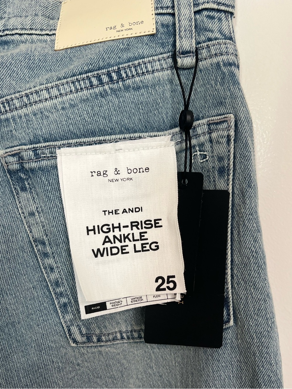 NWT Rag & Bone Andi High-Rise Raw Cuffed Wide-Leg Jeans in Bloomfield Size 25 - Picture 7 of 10